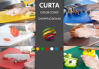 CURTA 2-Pack Cutting Boards for Kitchen, 18" x 12" x 0.5" Blue Color Coded Plastic Chopping Board with Anti Slip Surface Dishwasher Safe