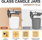 10 OZ Thick Candle Jars for Making Candles 15 Pcs, Empty Jars with Wood Lids for Candle Making, Sample Container, White