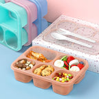 Bento Box Adult Lunch Box - 4 Pack, 5 - Compartment Meal Prep Container for Kids, Reusable Food Storage Snack Containers - Stackable for School, Work, and Travel (Transparent(Blue/Pink/Green/Yellow))