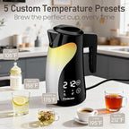 1.25L Cute Penguin Electric Kettle with Temperature Control,2H Keep Warm, Double Wall Cool-Touch,1200W Quiet Boil,BPA-Free,Cordless - Electric Tea Kettle for Home,Office, Kids (Black)