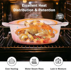 Enameled Oval Dutch Oven Pot with Lid, 7 QT Cast Iron Dutch Oven with Dual Handles for Cooking, Bread Baking, Frying, Non-stick Enamel Coated Oven (7 QT Gradient Pink)