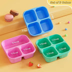 6 Pcs Snack Box Container Set, Reusable 3&4 Compartment Meal Prep Snack Containers for Adults Kids Toddler, BPA-Free Divided Lunchable Container for School, Work and Travel (Multicolor)