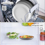 12 Pcs Unbreakable Deep Dinner Plates Set, 9 inch Reusable Plastic Wheat Straw Plates, Microwave and Dishwasher Safe Plate for Kitchen, Lightweight Plate for Dessert, BPA Free, Dark Gray