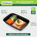 Freshware Meal Prep Containers [300 Pack] 1 Compartment with Lids, Food Storage Containers, Bento Box, BPA Free, Stackable, Microwave/Dishwasher/Freezer Safe (24 oz)