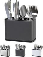 Silverware Organizer,Kitchen Utensil Holder For Counter,Stainless Steel Caddy,4 Compartments Organizer, Capacity Flatware Spoon Fork Tool Cutlery Holder(Grey)
