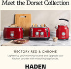 Haden Dorset 4 Slice Wide Slot Stainless Steel Toaster with Adjustable Browning Control & Non-Slip Feet, Rectory Red