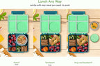 Bento Box for Kids - Leak-Proof Bento Lunch Box with Insulated Thermos Food Jar - 4 Compartments, 1 Removable Divider, 1Spoon, 1 Fork - Dishwasher Safe, BPA-Free (Green)