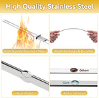 Skewers for Grilling- 17 inch (6 Pack) Double Pronged Flat Stainless Steel BBQ Skewer with Push Bar- Kabob Skewers Skewer Sticks for Camping or family - Reusable, BBQ Accessories