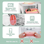 Bento Box Kids Lunch Box with Spoon & Fork - 28oz, 3 Compartment Sandwich Containers Travel Snack Boxes, Microwave/Dishwasher/Freezer Safe, BPA Free Meal Prep Food Storage Containers - Pink