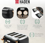 Haden Dorset 1.7 Liter Stainless Steel Electric Kettle with 360-Degree Base Bundled with 4 Slice Wide Slot Stainless Steel Toaster, Black & Copper