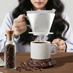 Handmade Pour Over Ceramic Coffee Dripper - Authentic Brewing Experience for Camping, Office, and Home (White)