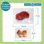 Home Logic Vacuum Bags for Food Sealer Pre-Cut Combo Pack 16gal & 32qt for Freezer and Sous Vide - Microwave Safe Clear
