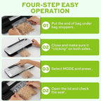 75KPa 6-in-1 Automatic Vacuum Sealer Machine | Digital Food Saver with Pulse Function | Dry & Moist Food Modes | Includes 12 Vacuum Bags, External Sliding Blade & External VAC for Jars/Containers