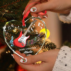 Customized Year Text Name Guitar Bass Lover Glass Ornament, Personalized Guitar Bass Christmas Ornaments Gift for Friends Coworker Besties Daughter Son, Novelty Instrument Glass Christmas Ornament