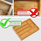 Kitchen Bamboo Silverware Drawer Organizer，Silverware Organizer and Cutlery Tray with Grooved Drawer Dividers for Silverware, Knives in Kitchen, Bedroom (5 Slot-Natural)