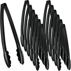 [Black Tongs 12'' Inches] Plasticpro 12'' Serving Tongs Heavy Duty Reusable Kitchen and BBQ Black Serving Tongs for party's, Caterings, Events, Buffet, Weddings, And every Day use Pack of 12