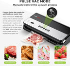Bonsenkitchen Vacuum Sealer Machine, Multi-Functional Food Sealer with Built-in Cutter & Bag Storage, High-Speed Continuous Working with Globefish Technology, Includes Vacuum Bags & Roll Bag, Black