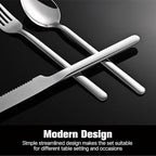 KINGSTONE 48-Piece Silverware Set with Steak Knives, Flatware Set for 8, Stainless Steel Tableware Cutlery Set for Home Restaurant, Mirror Finish,Modern Design