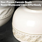 Artena Small Bowls Set of 4, 12 oz Ceramic Embossment Dessert Bowls, white Bowl for Kitchen, Ice Cream, Side Dishes, Rice, Cereal, Fruit, 4.5 Inch, Microwave & Dishwasher Safe, Willow Leaf