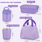 Large Bento Lunch Box Set for Adults Kids Women with 10.5oz Soup Thermo,Coffee Tumblers Men Girls Boys Teenagers Leak-Proof Lunch Food Containers with Lunch Bag