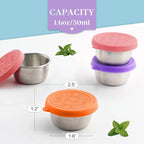6x1.6 Oz Salad Dressing Containers With Lids, Small Leakproof Reusable Stainless Steel Salad Dressing Container To Go For Lunch Boxes,Sauce containers, Picnics,Travel Meal Prep And Kitchen Storage.