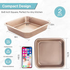 2-Pack 8 inch Square Baking Pan, Nonstick Square Brownie Pans, 8x8 Baking Pan, Square Cake Pan for Birthday Parties, Stackable 8×8 Cake Pan, Easy to Clean