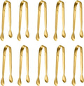 10 Pack Small Ice Tongs Sugar Tongs, Stainless Steel Mini Serving Appetizers Tongs for Party Coffee Tea Wine Bar Kitchen (Golden)