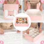 VGOODALL 12 Count Cupcake Boxes, 6PCS 13.2x9.8x4Inches Pink Cupcake Container with Window Boxes Holding 72 Pastry Box for Birthday Holiday Party Bakery Supplies