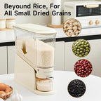 Rice Dispenser 11Lbs, Slim Rice Storage Container for Small Space, BPA-Free Clear Dry Food Dispenser Sealed Moisture Proof, Grain&Cereal Storage Bucket for Kitchen Pantry Household, Cream White