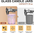 10 OZ Thick Candle Jars for Making Candles 15 Pcs, Empty Jars with Wood Lids for Candle Making, Sample Container, Glitter Pink
