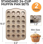 Cupcake Pan Nonstick 2 Pack (Gold, Standard 12 cup)
