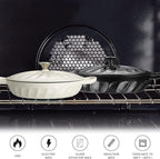 Enameled Cast Iron Braiser, 3.8 Quart Enamel Dutch Oven with Handles, Cast Iron Braiser Pan with Lid,Enameled Cookware (White)