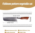 Damascus Nakiri Knife 7 Inch，Damascus Chef Knife，67-Layer VG10 Core Japanese Steel，Multipurpose Kitchen Knife，DamascusSantoku Knife，Professional Kitchen Knif，Ergonomic Handle (Vegetable Cutter)