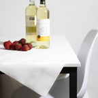 Luxury Table Protector Pad, 2 in 1 Table pad + Great Looking Tablecloth - Heat Resistant, Spill & Stain Proof - Flannel Backing (54x144, White - Silk Stripe)