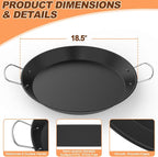 Ceramic Non-Stick Pan with 2 Handles, 18.5in Round Grill Griddle for TIKI Solo Stove Cuisinart Fire Pit Kamado Charcoal Grill Weber Kettle and More, Oven and Induction Safe PTFE Free PFOA Free