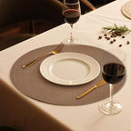 FunWheat Round Braided Placemats Set of 6 Place mats for Dining Tables Woven Heat Resistant Table Mats 15 inch (Brown,6pcs)