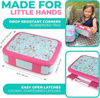 kinsho Bento Lunch Box for Kids Toddlers Girls, 4 Portion Sections Secure Lid, Microwave Safe BPA Free Removable Tray, Pre-School Kid Daycare Lunches Snack Container Ages 3 to 5, Pink Koala