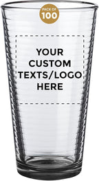 Custom Spiral Pint Glass 16 oz. Set of 100, Personalized Bulk Pack - Beer Glasses, Heavy Duty Drinkware - Black