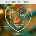 Custom Mandolin Christmas Glass Ornament 2025, Personalized Mandolin Player Xmas Ornament with Text Name & Year, Musical Instrument Christmas Tree Ornaments, Gift for Men Women Mandolinist