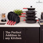 Cuisinel Pots and Pans Organizers - 2-Pack of Silicone-Coated Non-Slip 12" Heavy Duty Skillet Rack - Kitchen Organization Storage - Holds Cookie Sheets, Cutting Boards, Cast Iron Cookware, Dish Stand