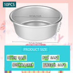 10 Pcs 5 Inch Cake Pans Nonstick Aluminum Round Cake Pan Mold Small Smash Cake Baking Pans for Home Baking Cheese Cake Pizza Quiche Easy Release and Leakproof