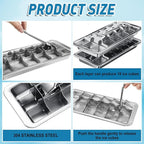 3 Pcs 18 Slot Stainless Steel Ice Cube Maker and Tray Ice Cube Tray for Bars Kitchens Levers Remove Cubes Easy Removal Metal Food Grade Freezer Molds for Food Juice Dishwasher Safe