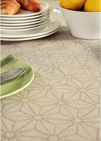 patdrea Designer French Light Brown Rectangular Table Cloth,Linen Floral Durable Breathable Extra Long Tablecloth,Decor for Kitchen Dining,Parties,Party,Christmas,Thanksgiving,63"x110"-Cudillero