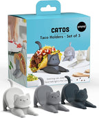 NEW - OTOTO Catos Taco Holder Set of 3 - Taco Shell Holder, Taco Stand, Taco Tray, Cute Kitchen Accessories, Weird Gifts, Cooking Gifts, Funny Gifts, Taco Stands for 3 Tacos, Fun Kitchen Gadgets