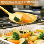 Extra Large Serving Spoons Set 11.7-Inch Gold Serving Slotted Spoon x 2 Serving Spoon x 2, 18/8 Stainless Steel Big Serving Utensil for Buffet, Parties, Catering - Dishwasher Safe(4-Pack, Gold)