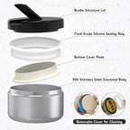 Bento Lunch Box with 8oz Soup Thermo, Leak-Proof Lunch Containers with 4 Compartment, Thermo Hot Food Jar and Insulated Lunch Box for School Black