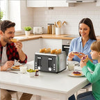 4 Slice Toaster, 6 Browning Settings, Removable Crumb Tray, Stainless Steel Bread Toaster for Bagels, Muffins, Waffles, Defrost, Cancel Button, 120V 1800W