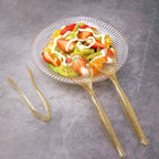 Supernal 72 pcs Plastic Serving Utensils, Gold Plastic Silverware, 24 Serving Spoons 10",24 Serving Forks 10",24 Tongs 6.3", Perfect for Birthday,Party,Wedding