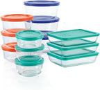 Pyrex Simply Store (12-Pack) Glass Food Storage Containers Set, (1, 2, & 3 Cup) Meal Prep Containers With BPA-Free Lids, Dishwasher & Microwave Safe