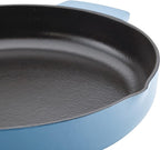 KitchenAid Enameled Cast Iron Frying Pan/Skillet with Helper Handle and Pour Spouts, 12 Inch, Blue Velvet